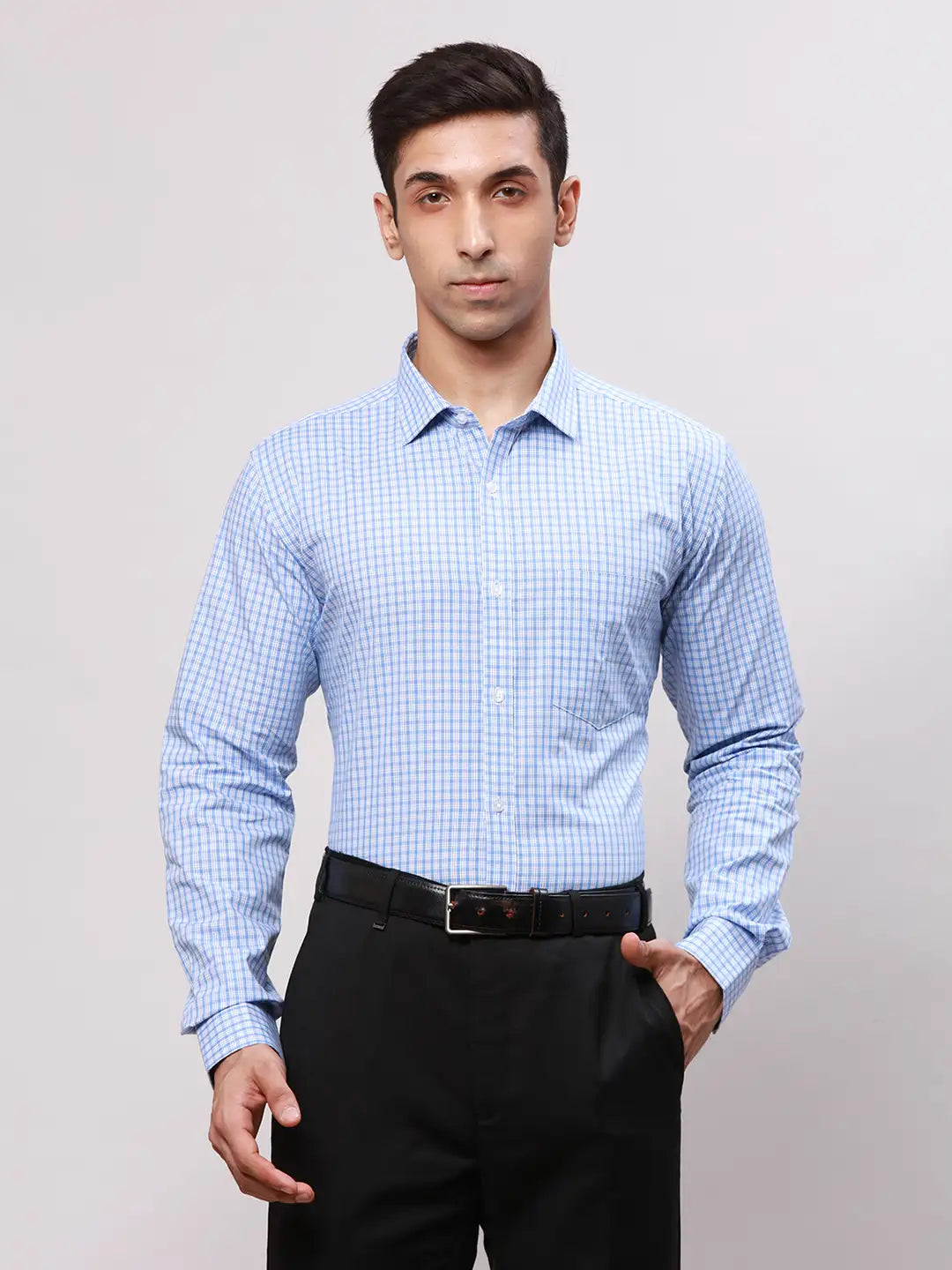 Park Avenue Men Orange Slim Fit Checks Cotton Shirts