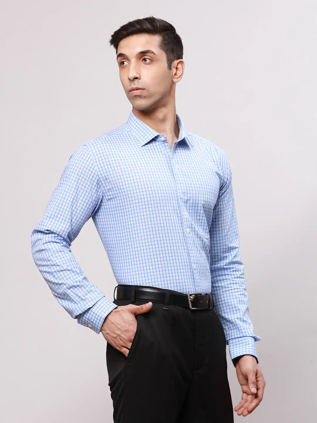 Park Avenue Men Orange Slim Fit Checks Cotton Shirts