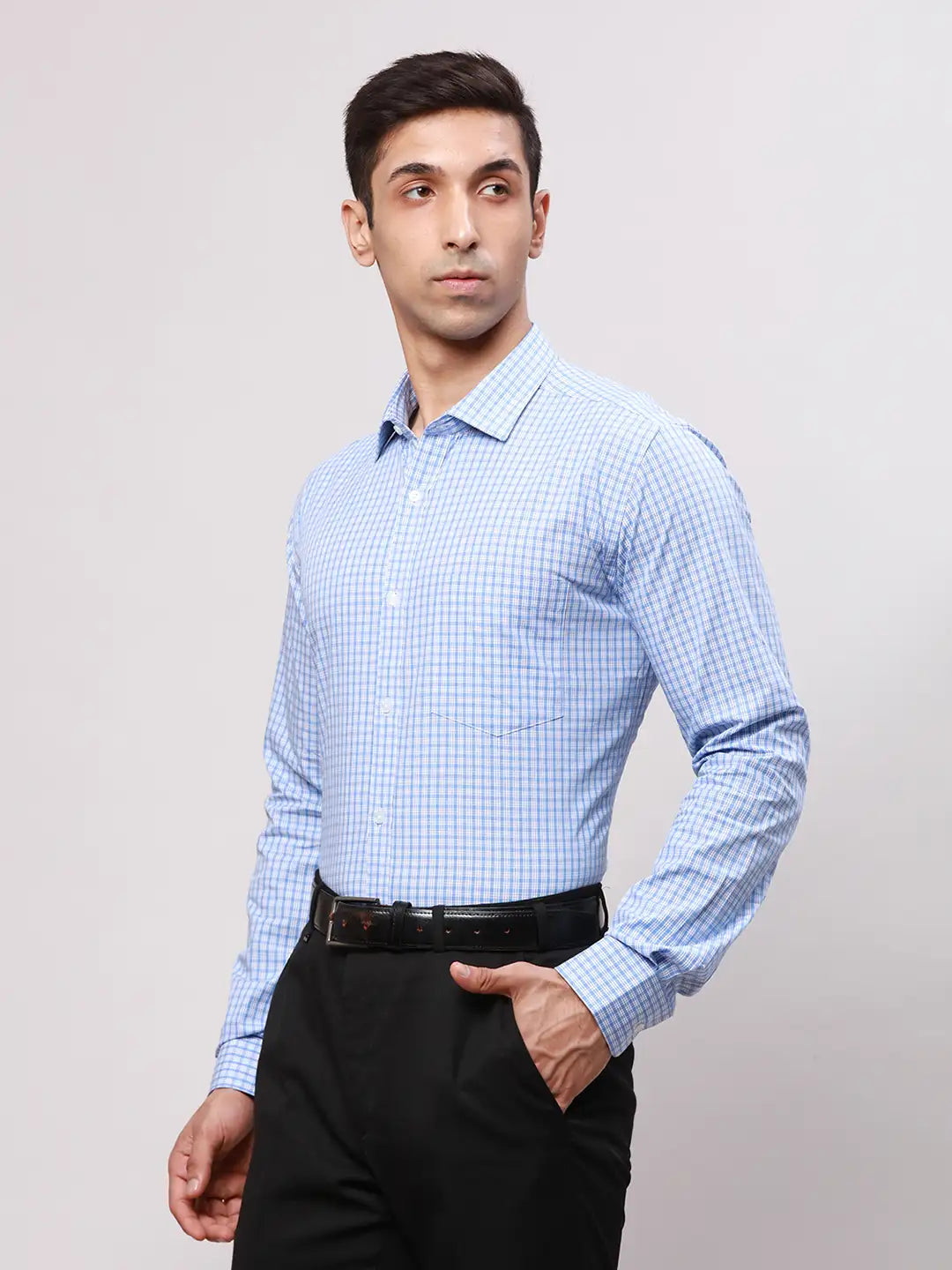 Park Avenue Men Orange Slim Fit Checks Cotton Shirts