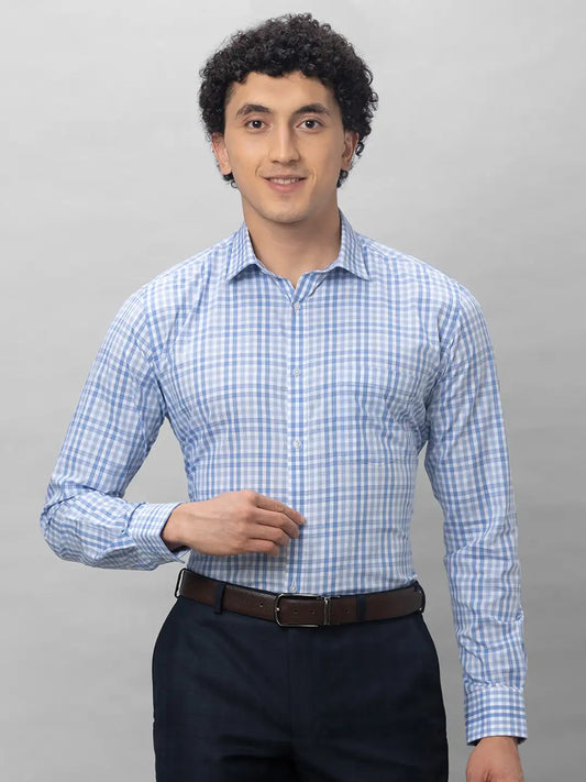 Park Avenue Men Blue Checks Slim Fit Cotton Shirts