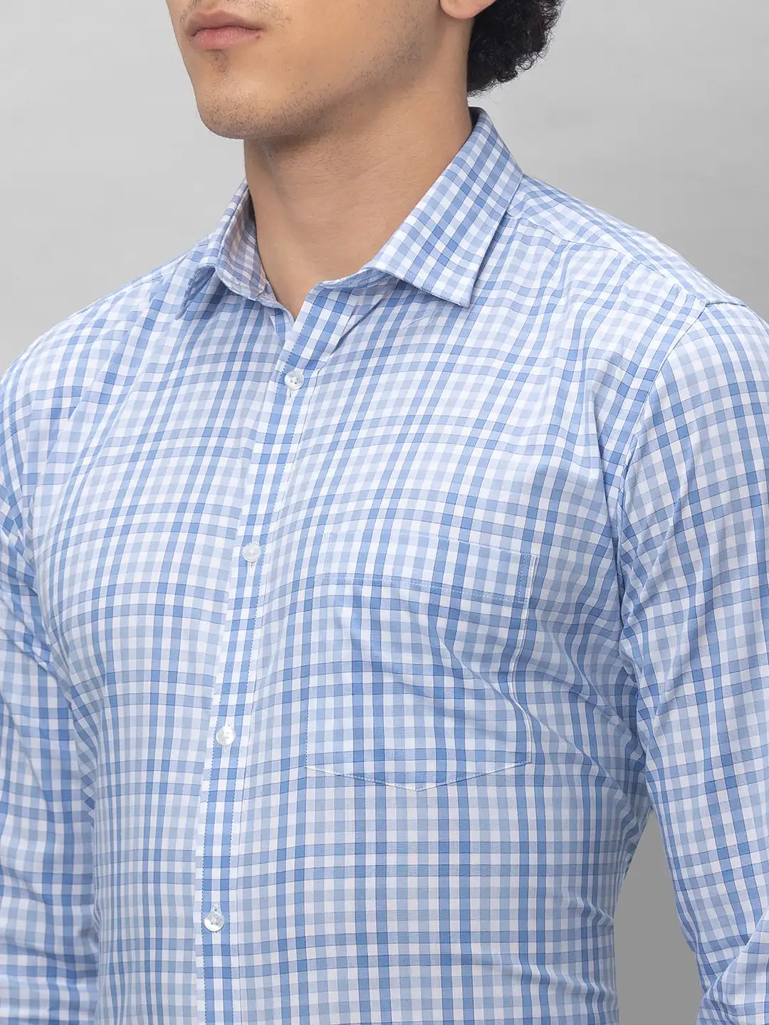 Park Avenue Men Blue Checks Slim Fit Cotton Shirts