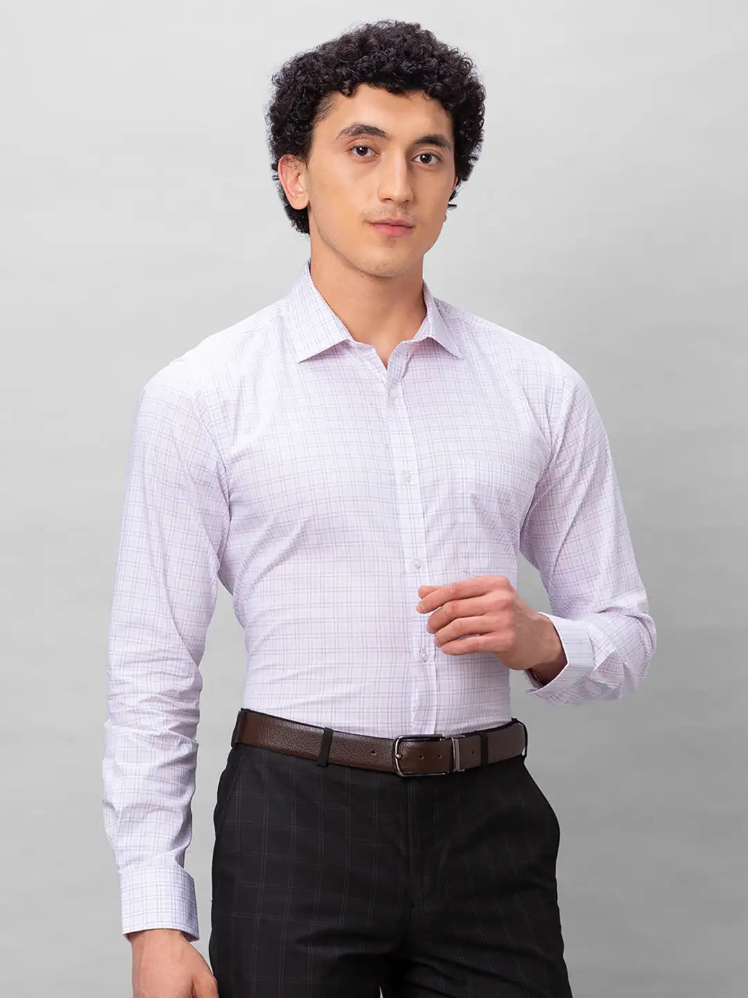 Park Avenue Men Blue Checks Slim Fit Cotton Shirt