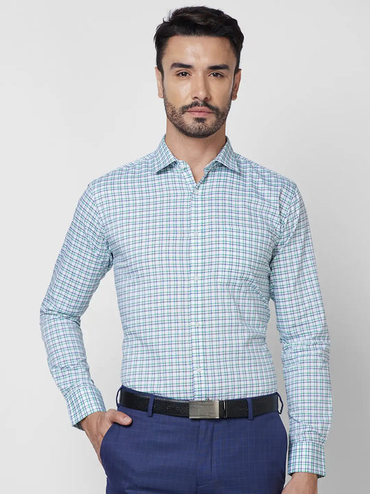 Park Avenue Men Blue Structure Slim Fit Cotton Shirt