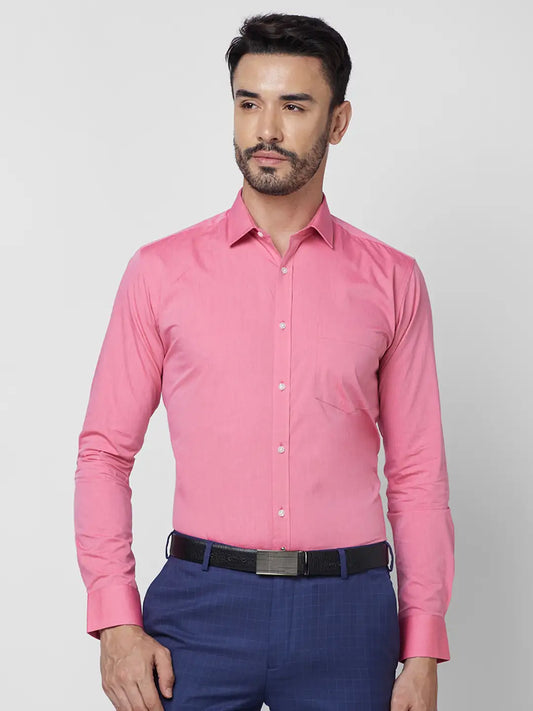 Park Avenue Men Red Structure Slim Fit Cotton Shirt
