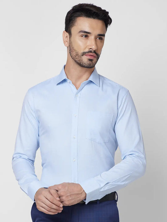 Park Avenue Men Blue Stripe Slim Fit Cotton Shirt