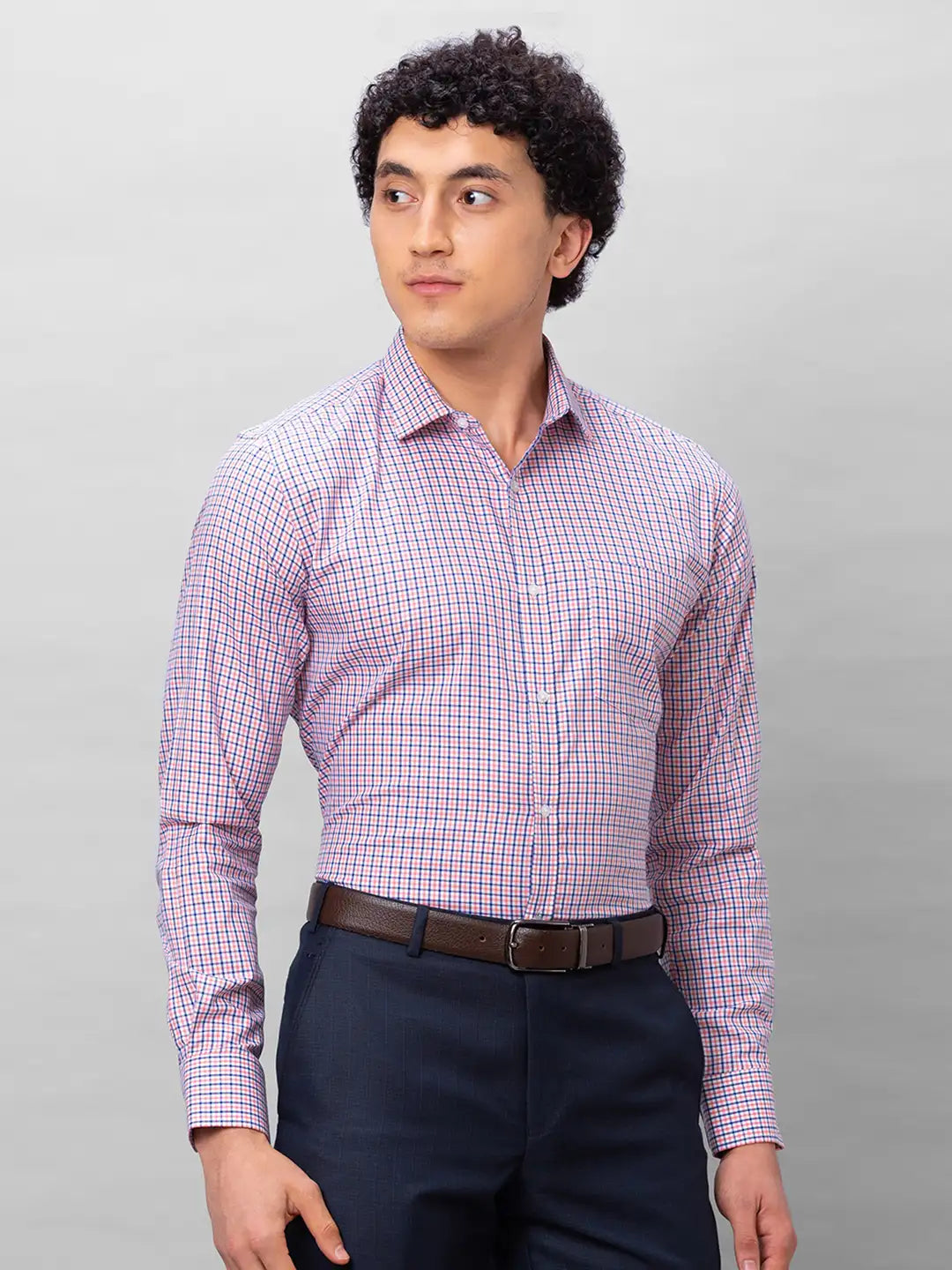 Park Avenue Men Red Checks Slim Fit Cotton Shirts