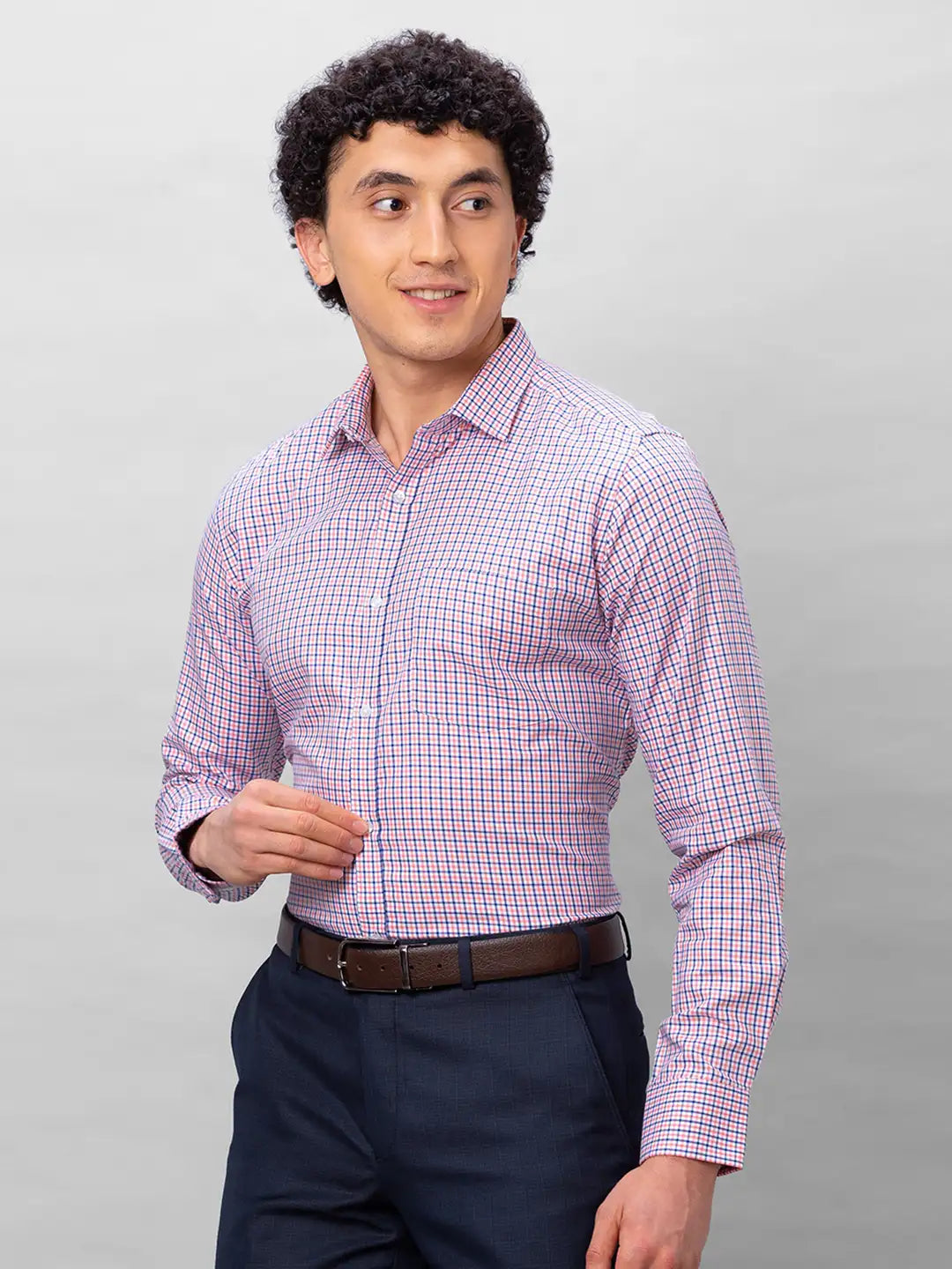 Park Avenue Men Red Checks Slim Fit Cotton Shirts
