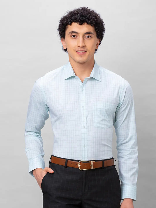 Park Avenue Men Blue Checks Slim Fit Cotton Shirt