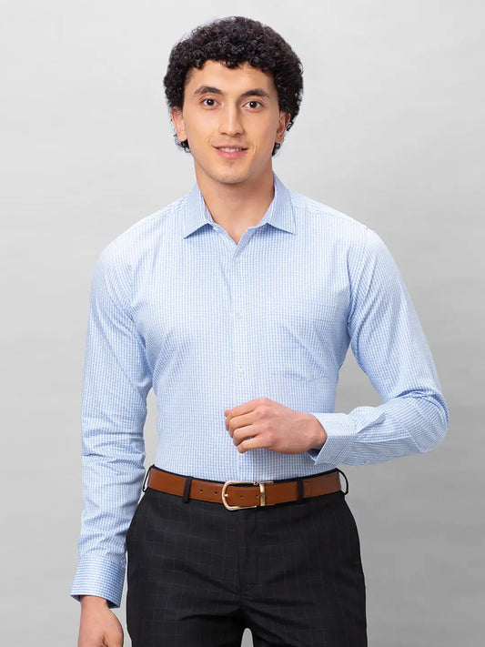 Raymond Men Blue Stripe Modern Fit Cotton T-Shirt