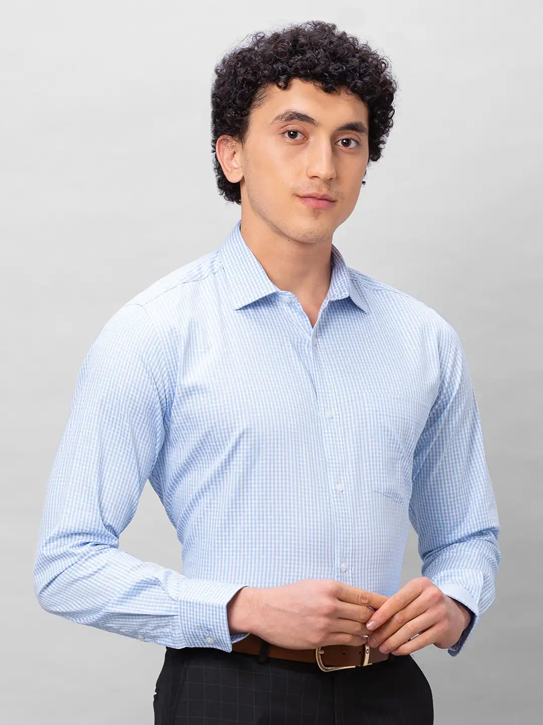 Raymond Men Blue Stripe Modern Fit Cotton T-Shirt