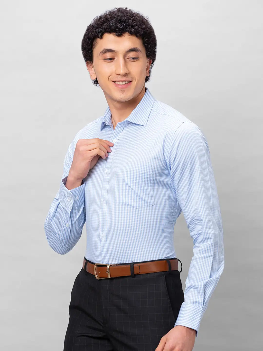 Raymond Men Blue Stripe Modern Fit Cotton T-Shirt