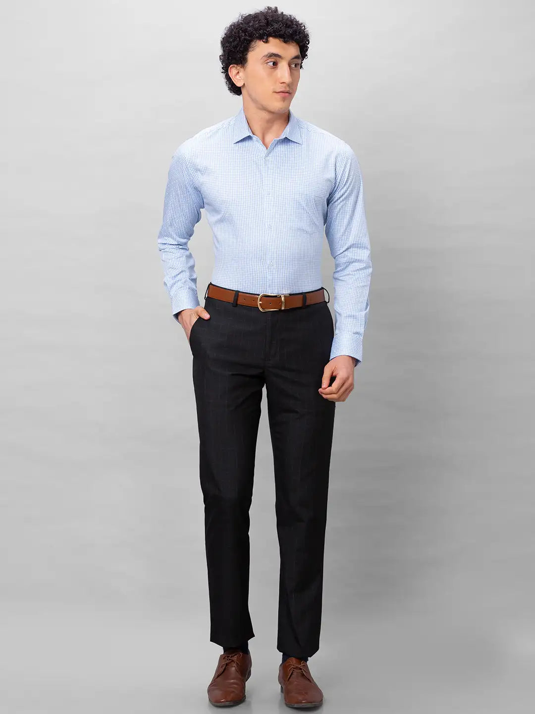 Raymond Men Blue Stripe Modern Fit Cotton T-Shirt