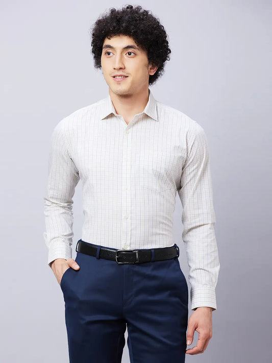Park Avenue Men Orange Stripe Super Slim Fit Cotton Blend Shirt