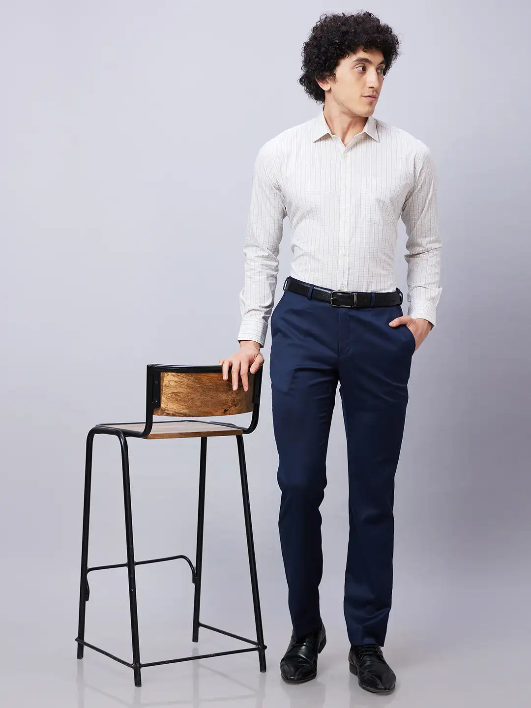 Park Avenue Men Orange Stripe Super Slim Fit Cotton Blend Shirt