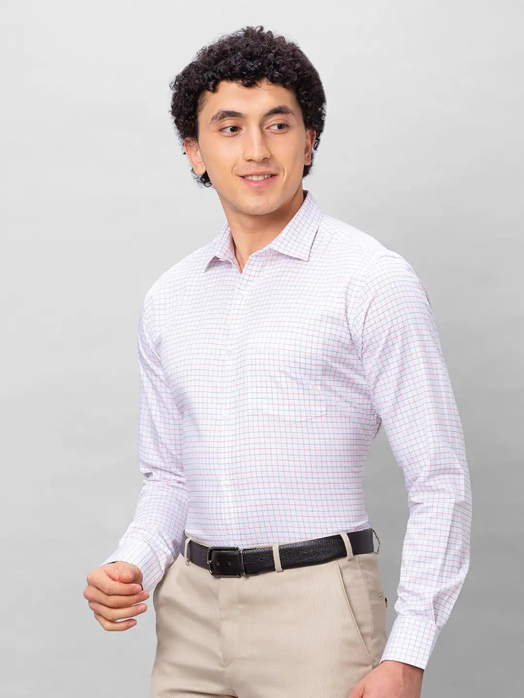 Park Avenue Men Grey Checks Slim Fit Cotton Shirts