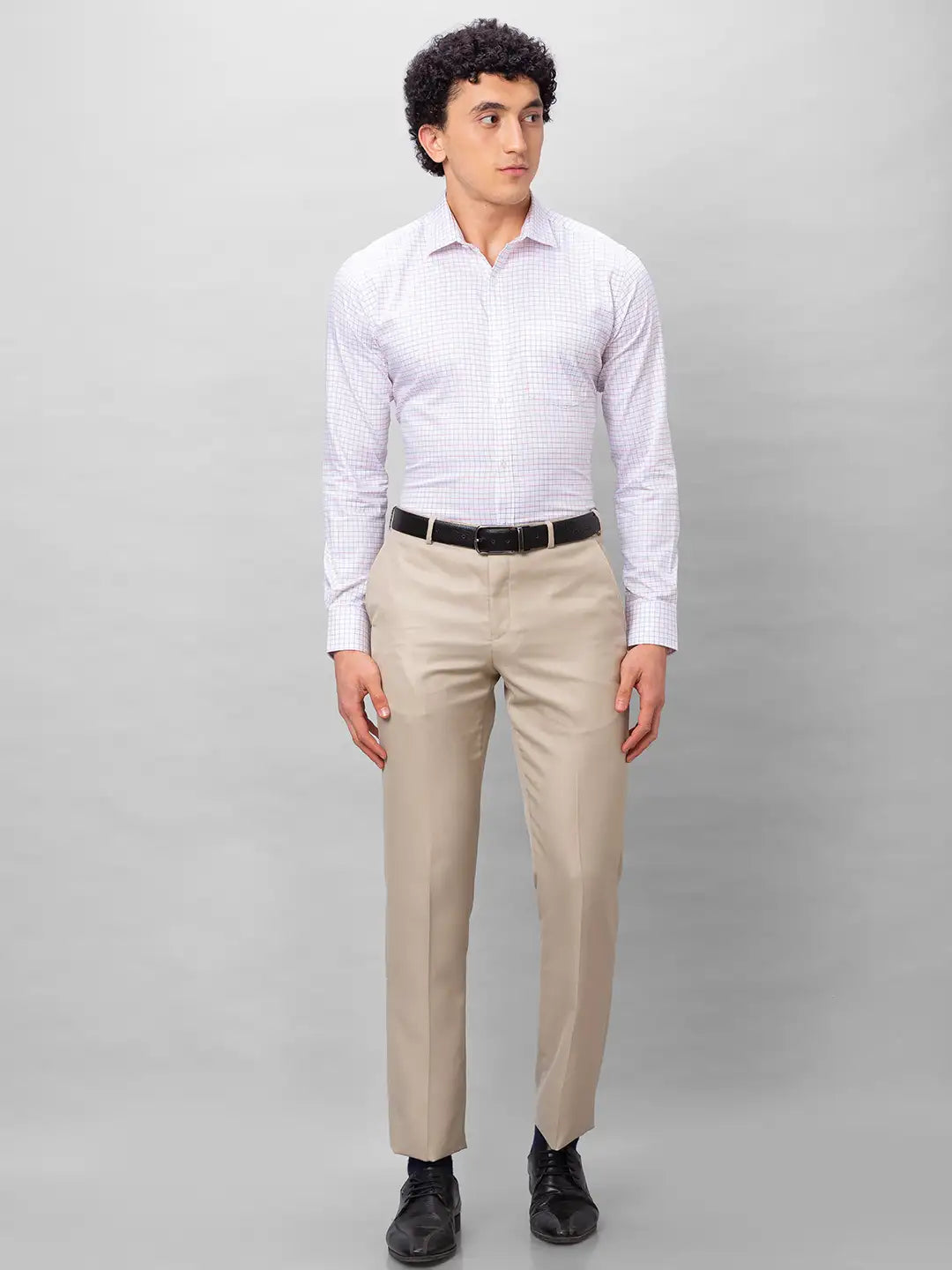 Park Avenue Men Grey Checks Slim Fit Cotton Shirts