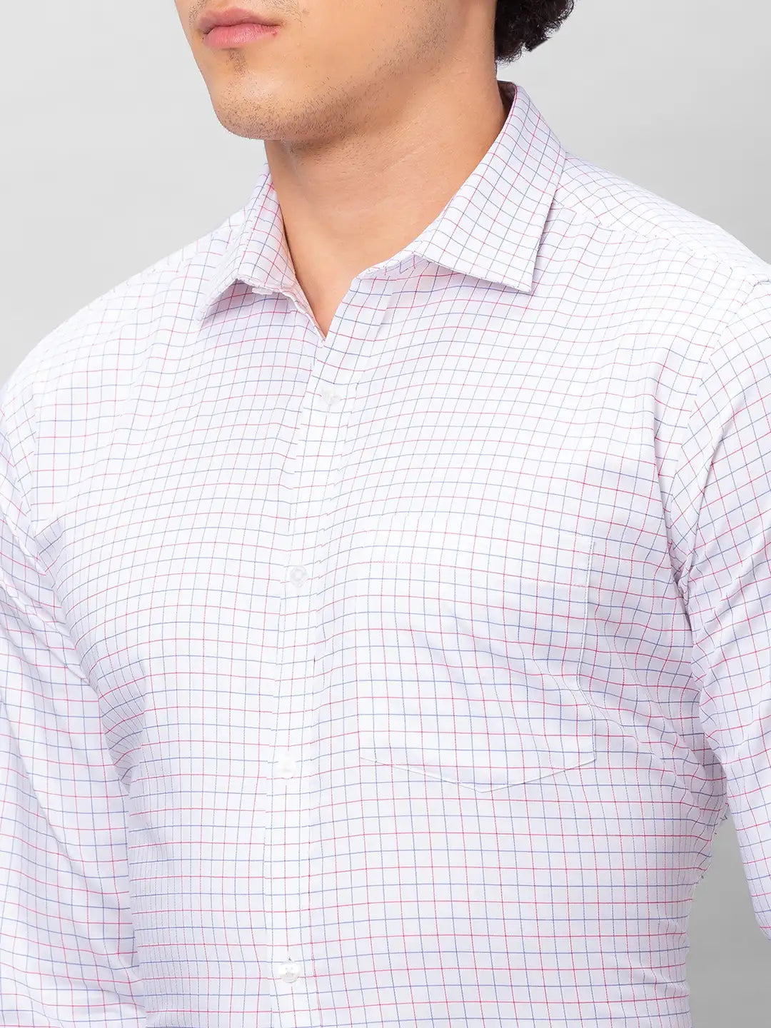 Park Avenue Men Grey Checks Slim Fit Cotton Shirts