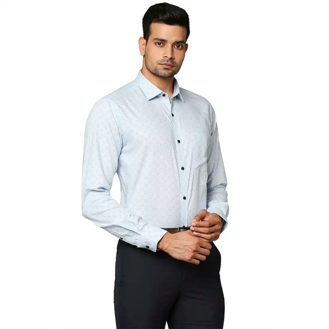 Men Slim Fit Medium Blue Shirt