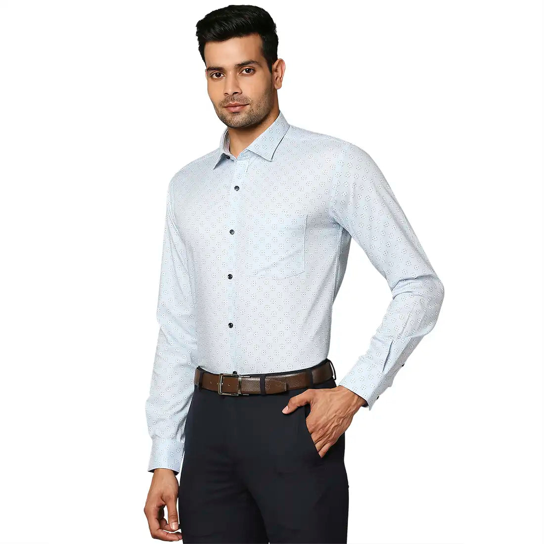 Men Slim Fit Medium Blue Shirt