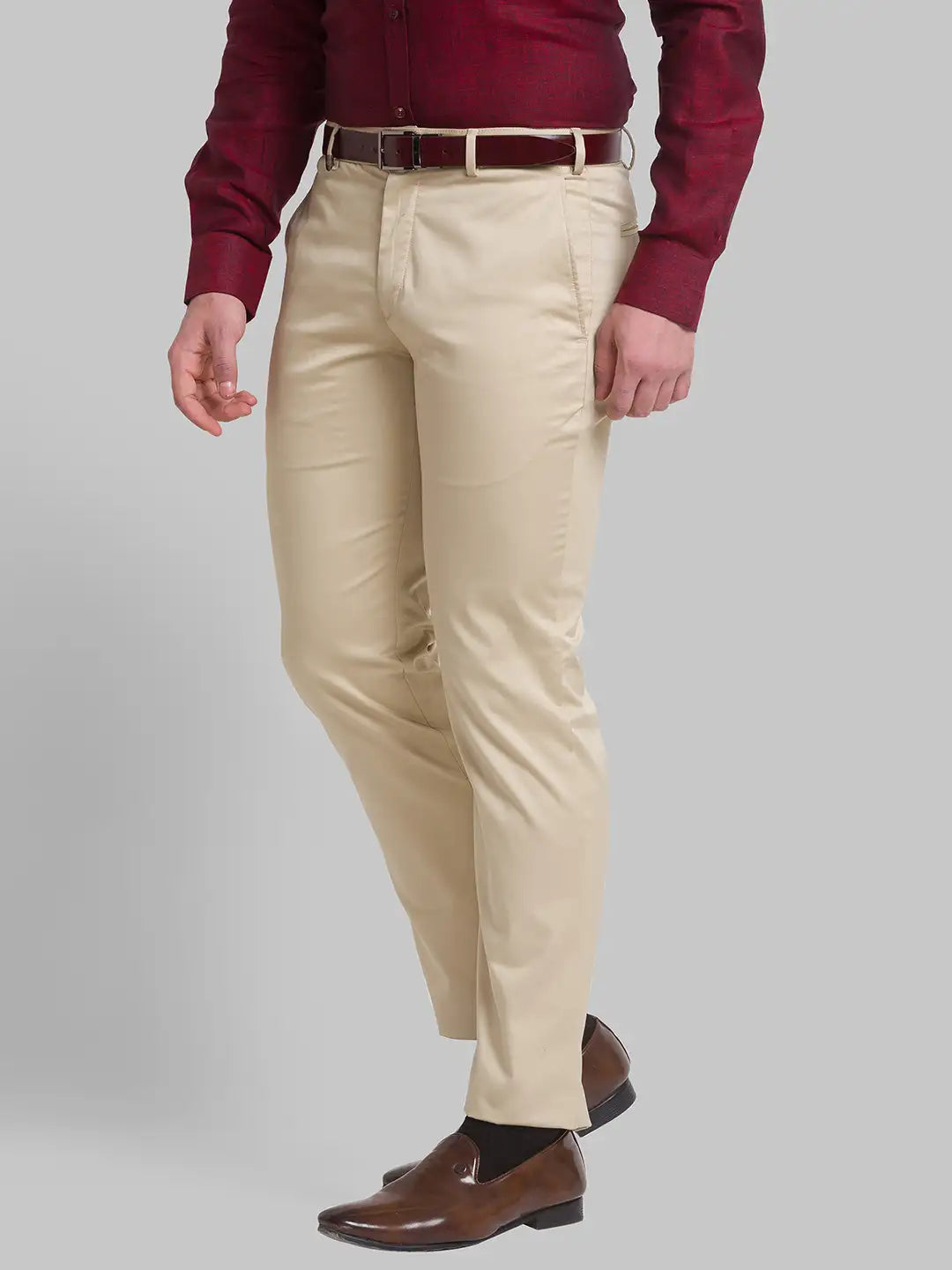 Men Super Slim Fit Grey Chinos & Trouser