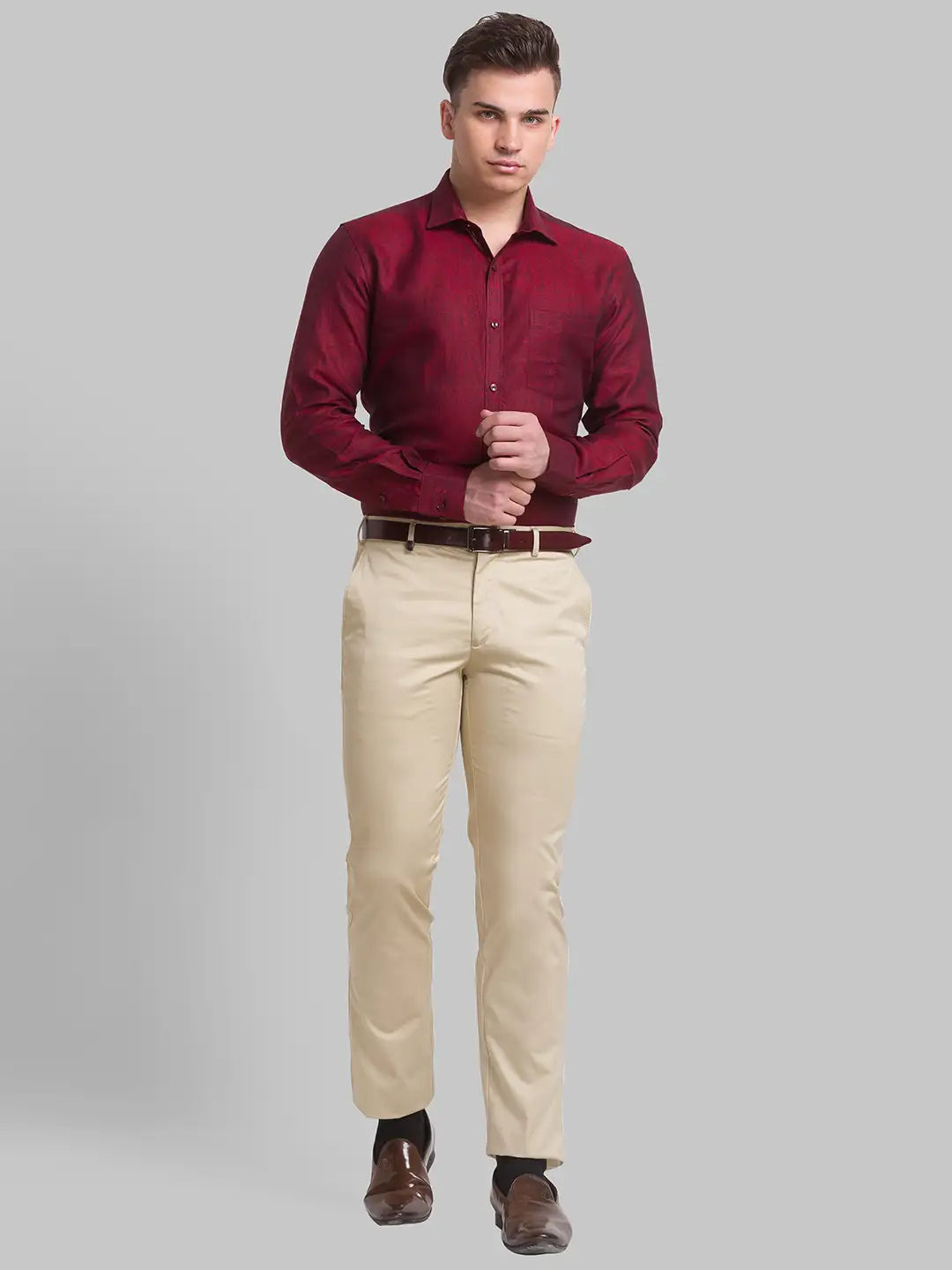 Men Super Slim Fit Grey Chinos & Trouser