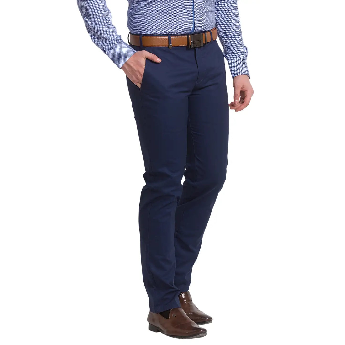 Men Super Slim Fit Fawn Chinos & Trouser
