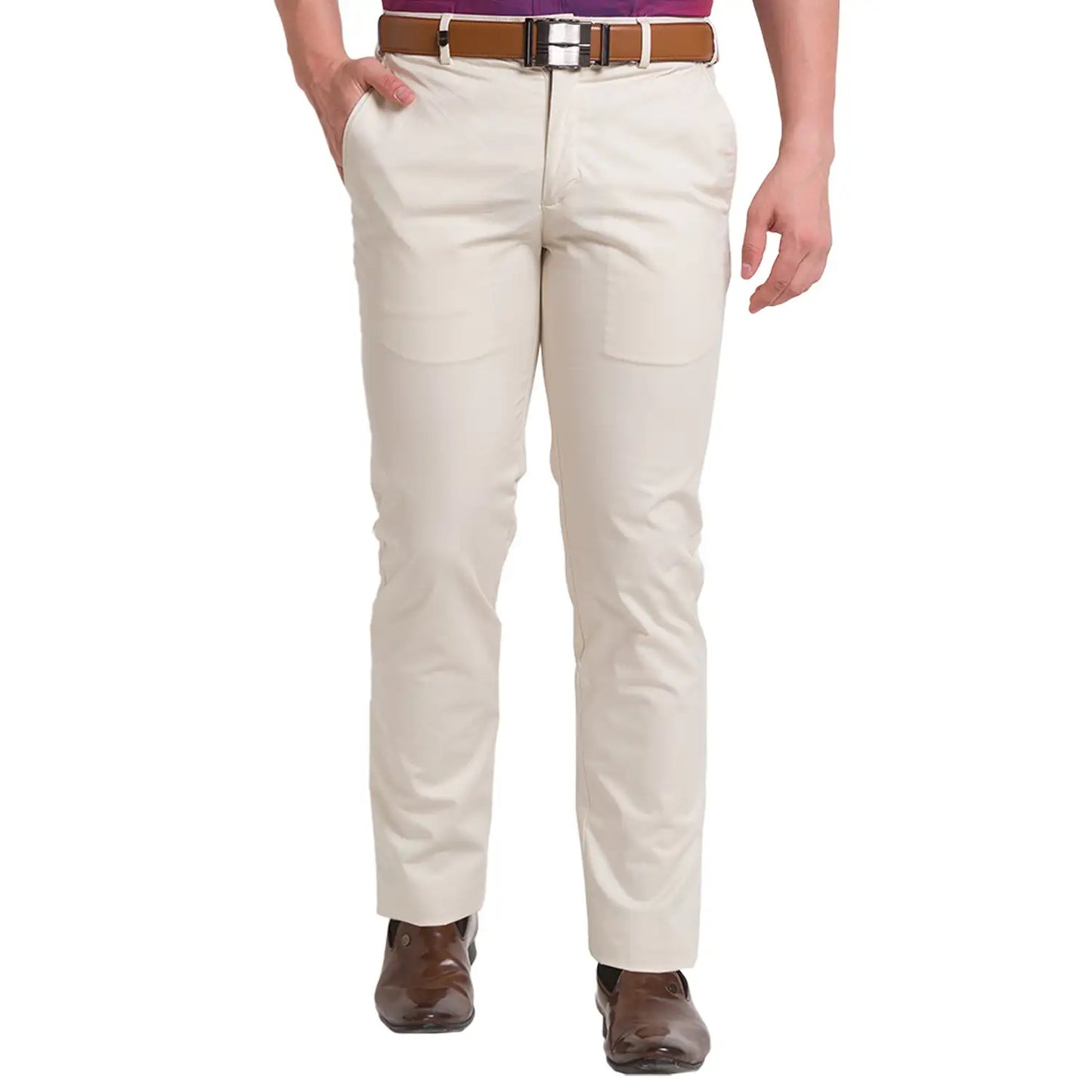 Men Super Slim Fit Khaki Chinos & Trouser