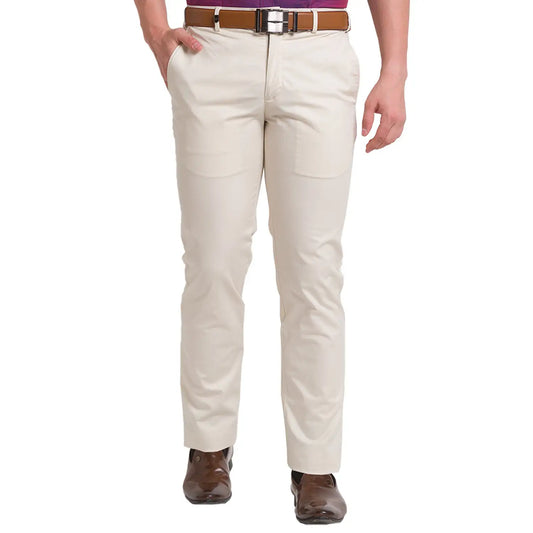 Men Super Slim Fit Khaki Chinos & Trouser