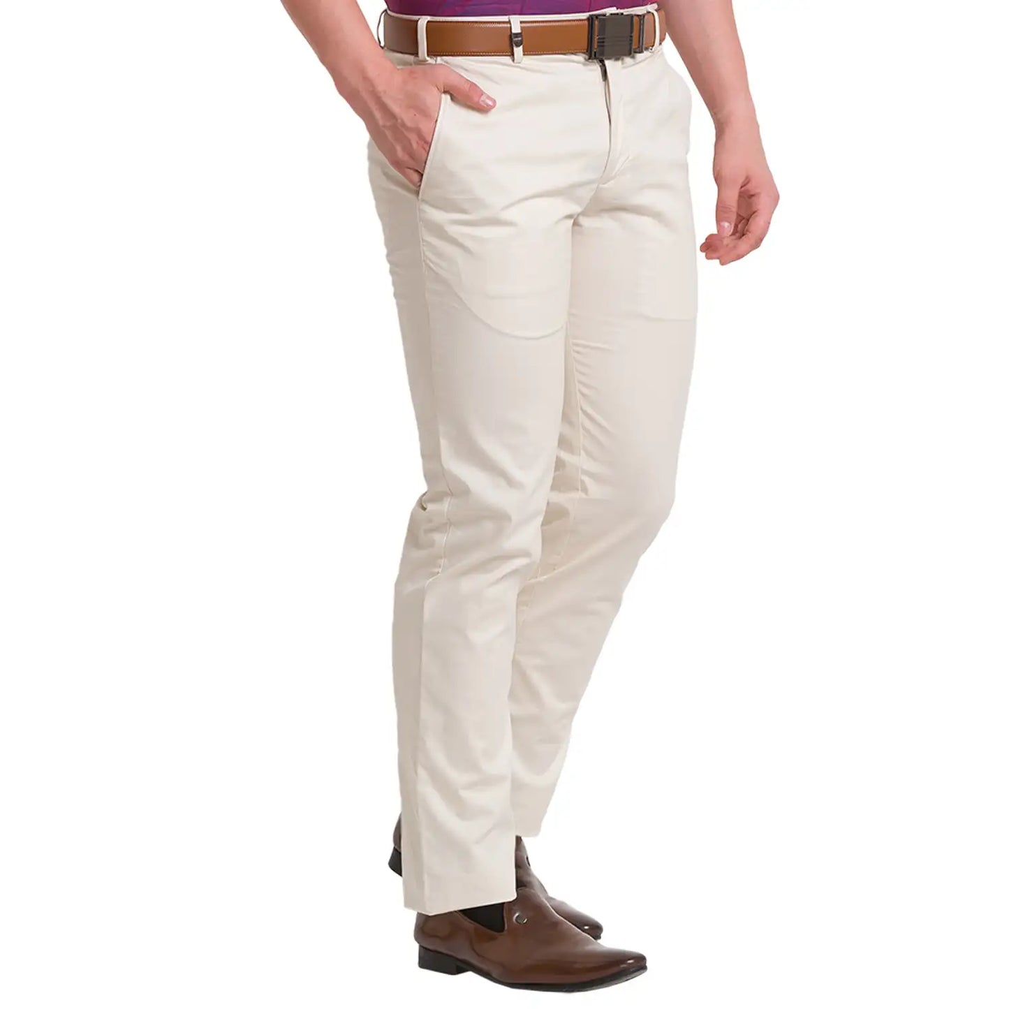 Men Super Slim Fit Khaki Chinos & Trouser