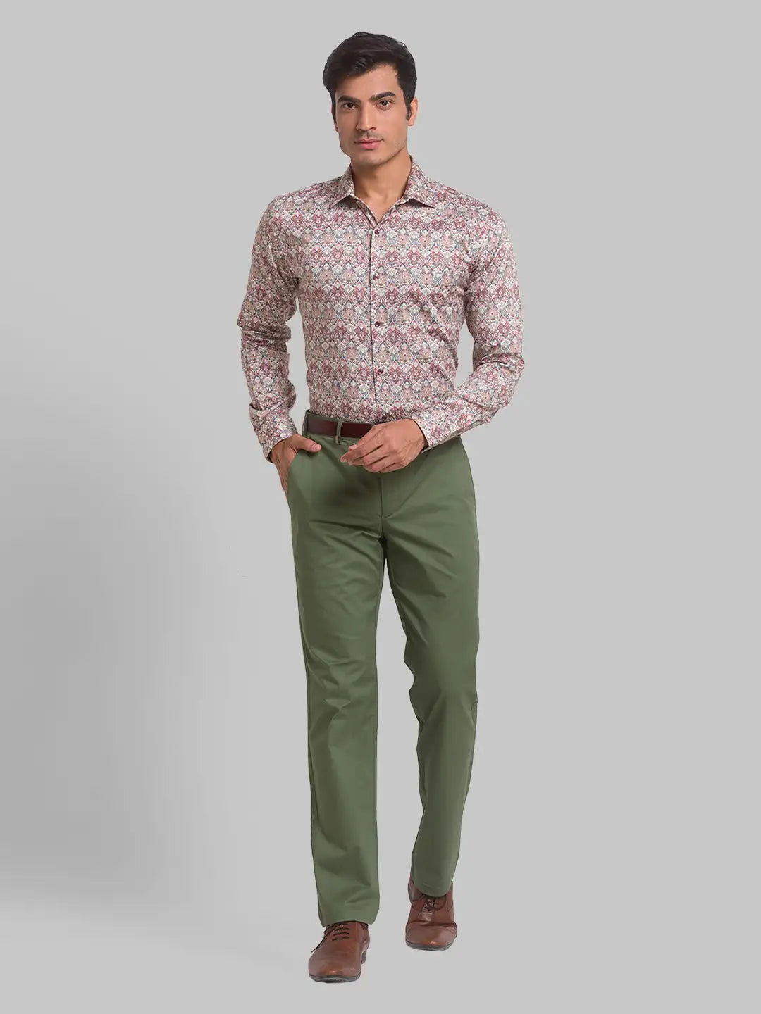 Men Regular Fit Blue Chinos & Trouser