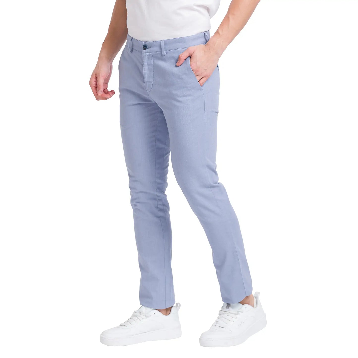 Men Regular Fit Khaki Chinos