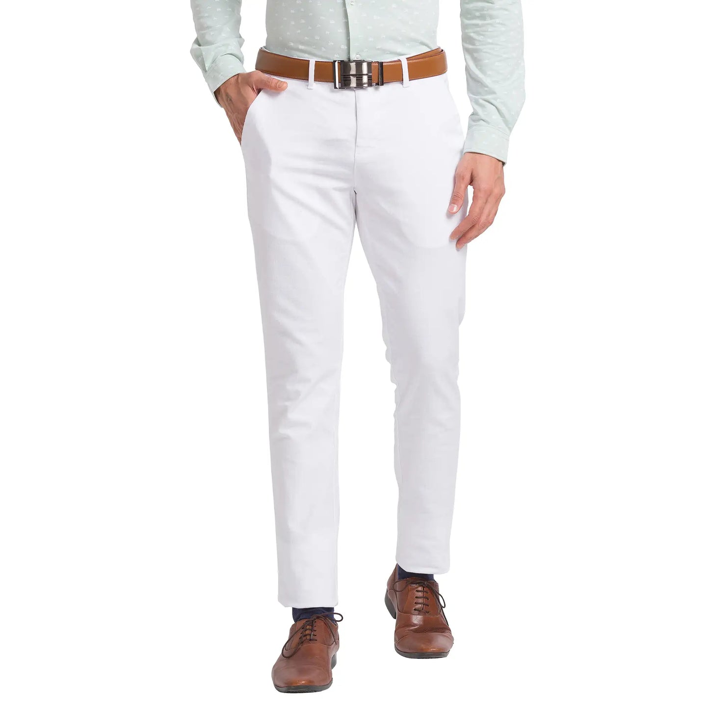 Men Regular Fit Blue Chinos