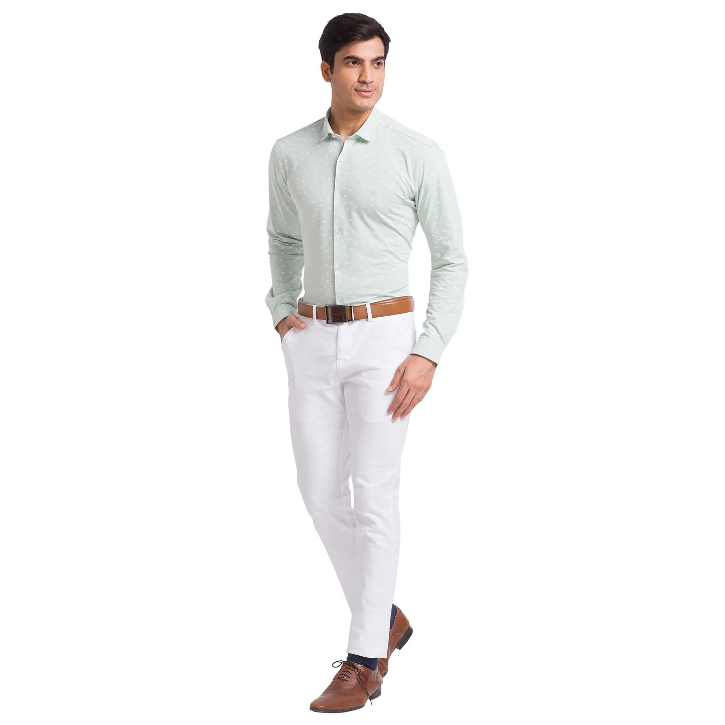 Men Regular Fit Blue Chinos