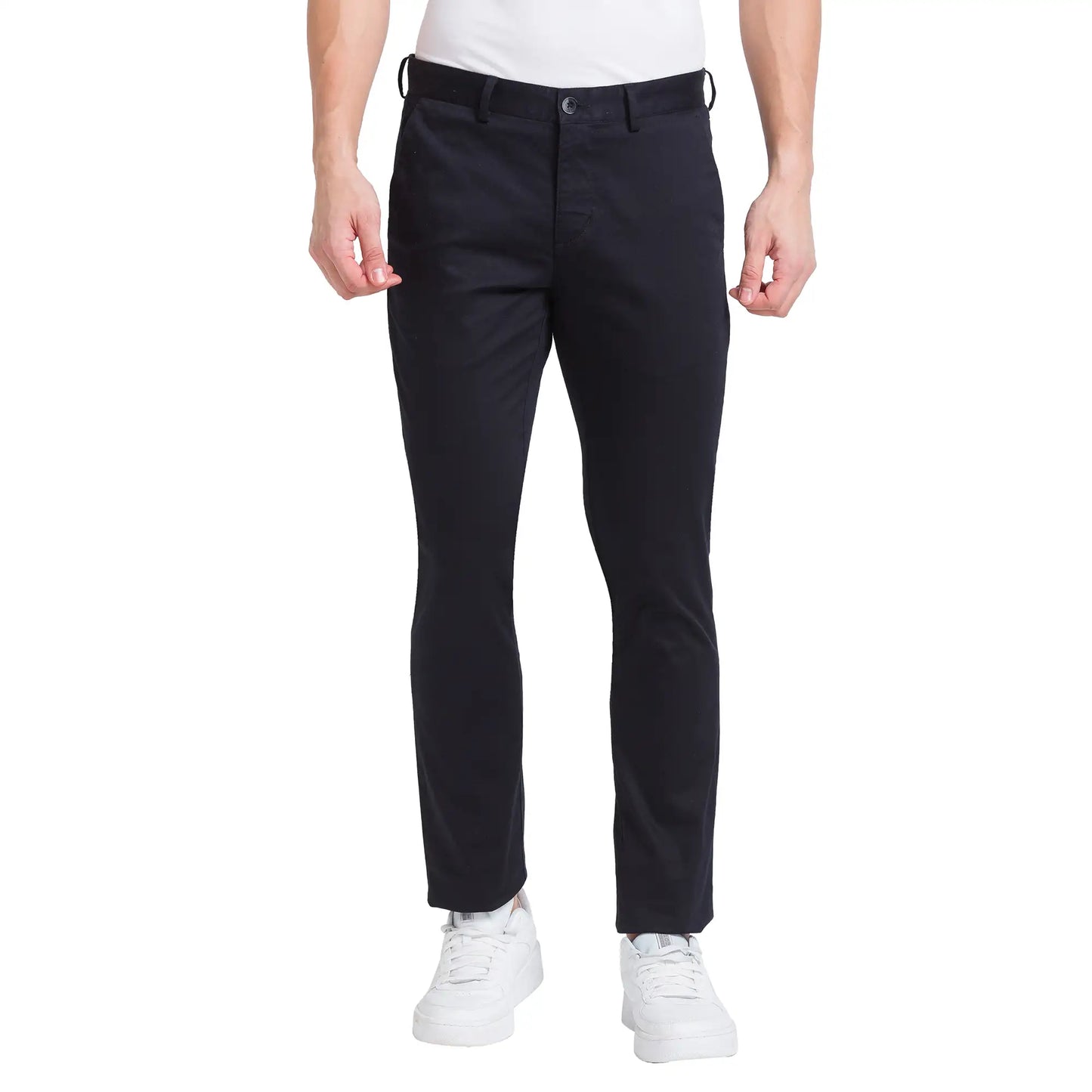 Men Regular Fit Blue Chinos