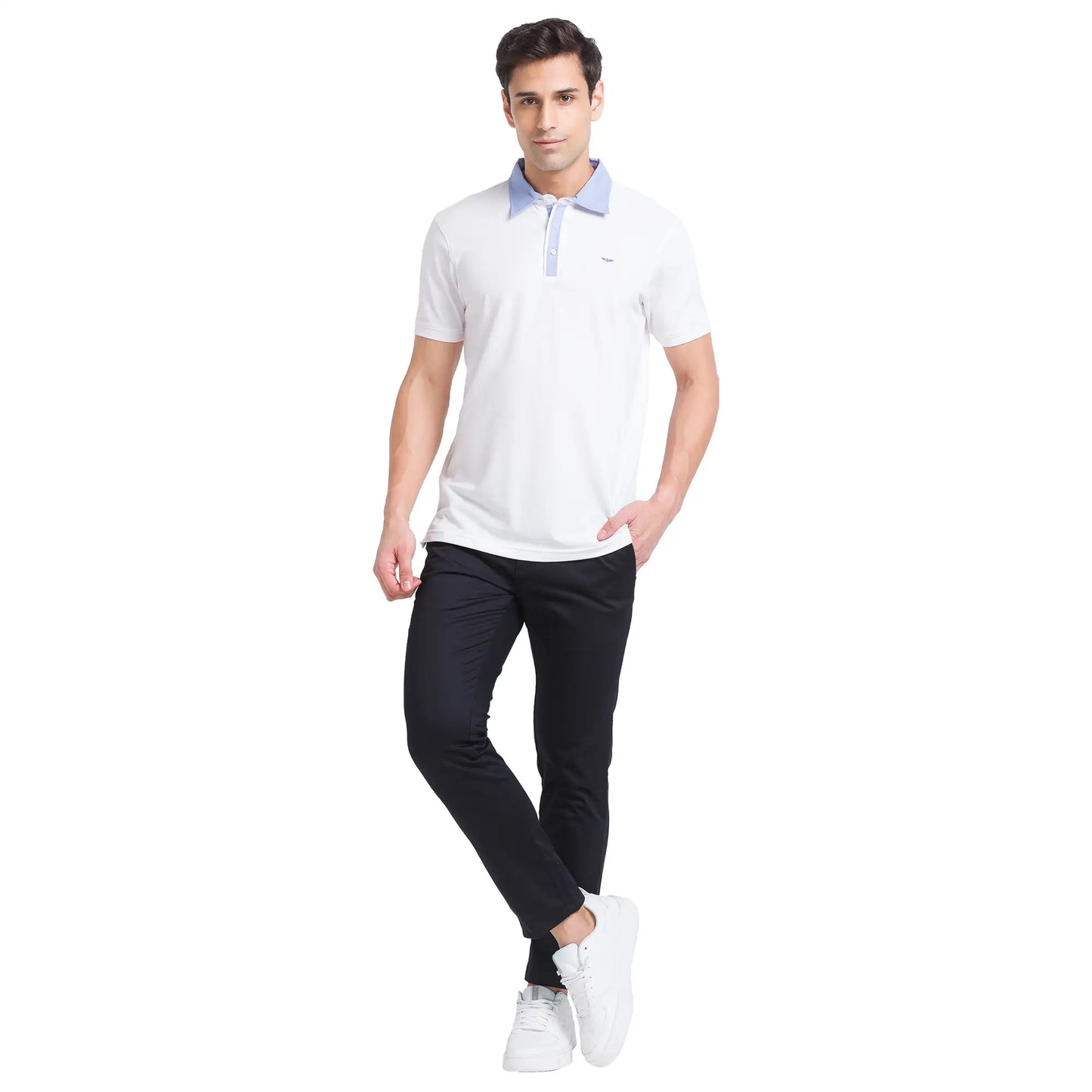 Men Regular Fit Blue Chinos