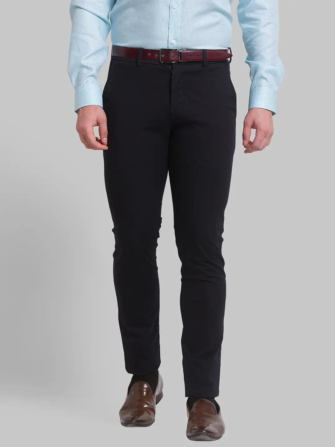 Men Regular Fit Blue Chinos & Trouser