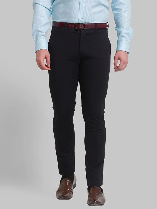 Men Regular Fit Blue Chinos & Trouser
