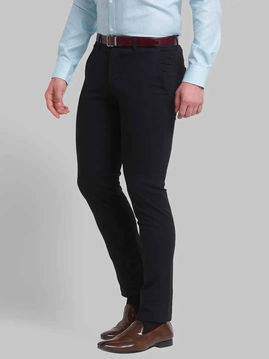 Men Regular Fit Blue Chinos & Trouser