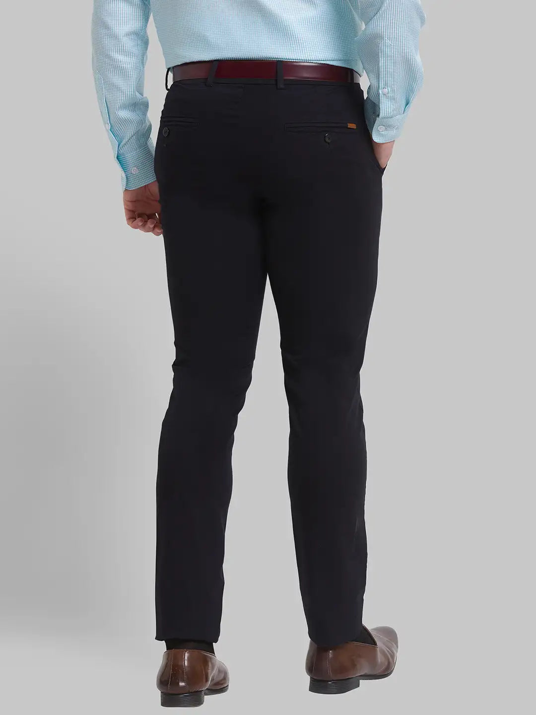 Men Regular Fit Blue Chinos & Trouser
