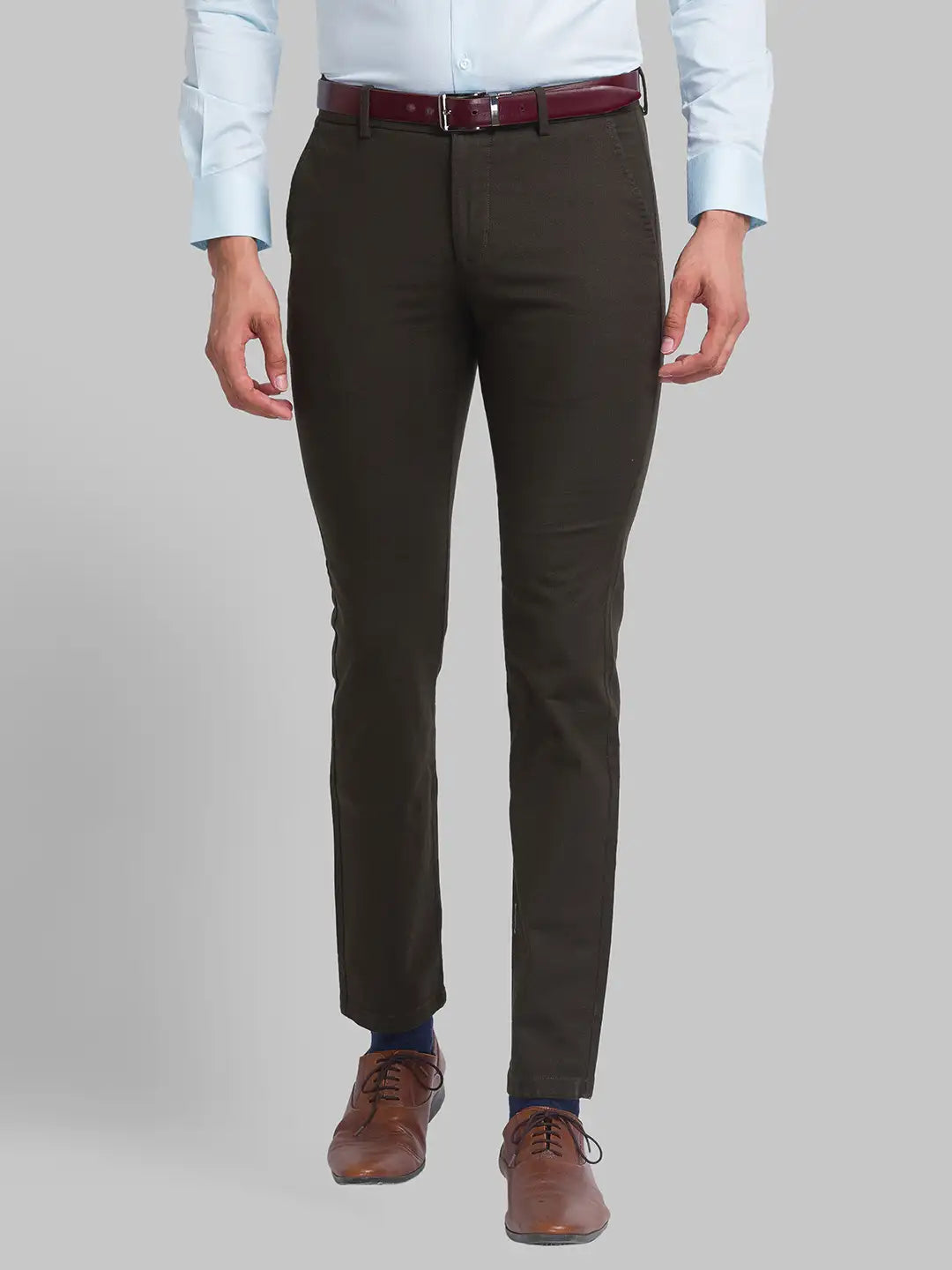 Men Regular Fit Blue Chinos & Trouser