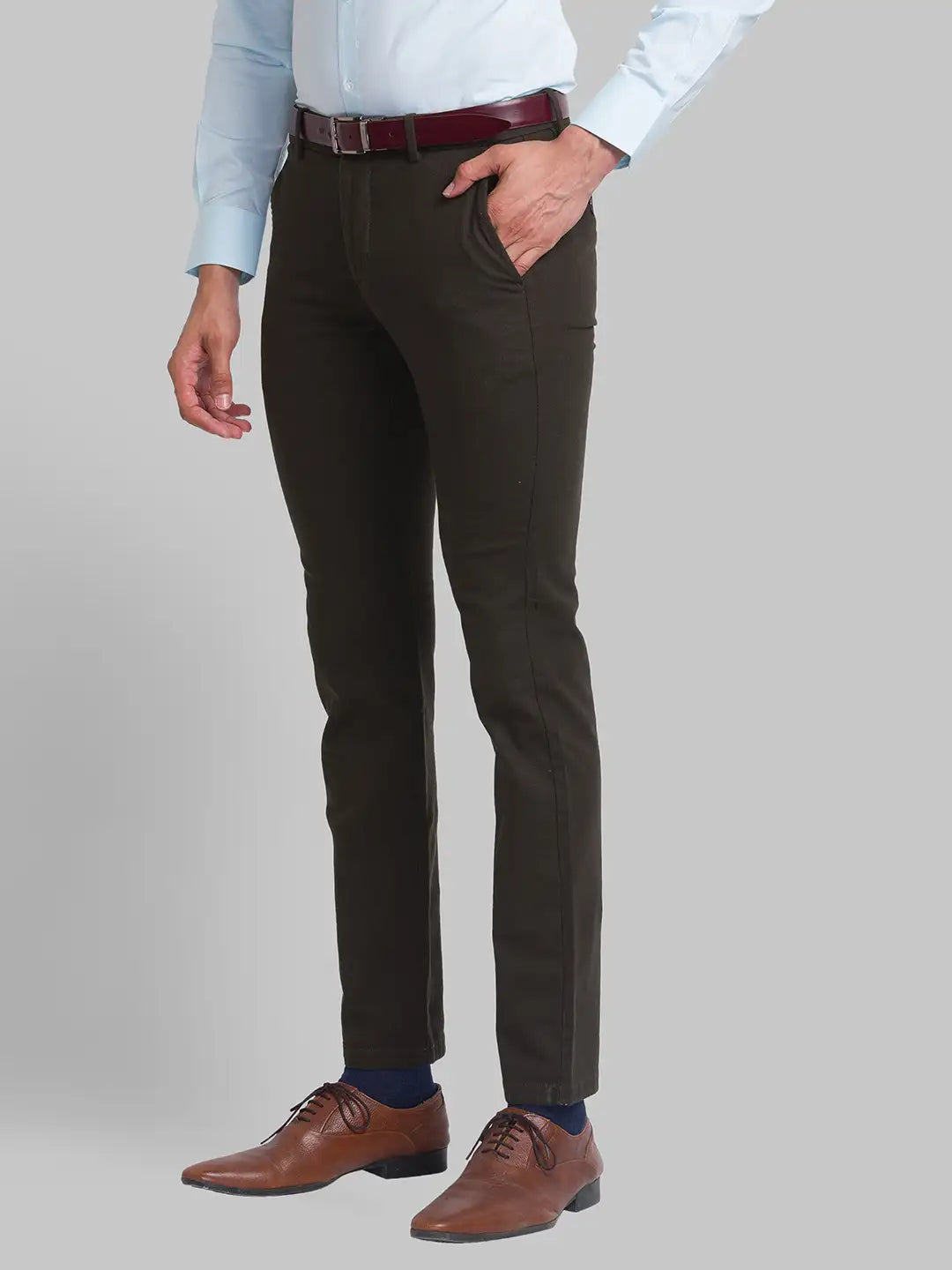 Men Regular Fit Blue Chinos & Trouser