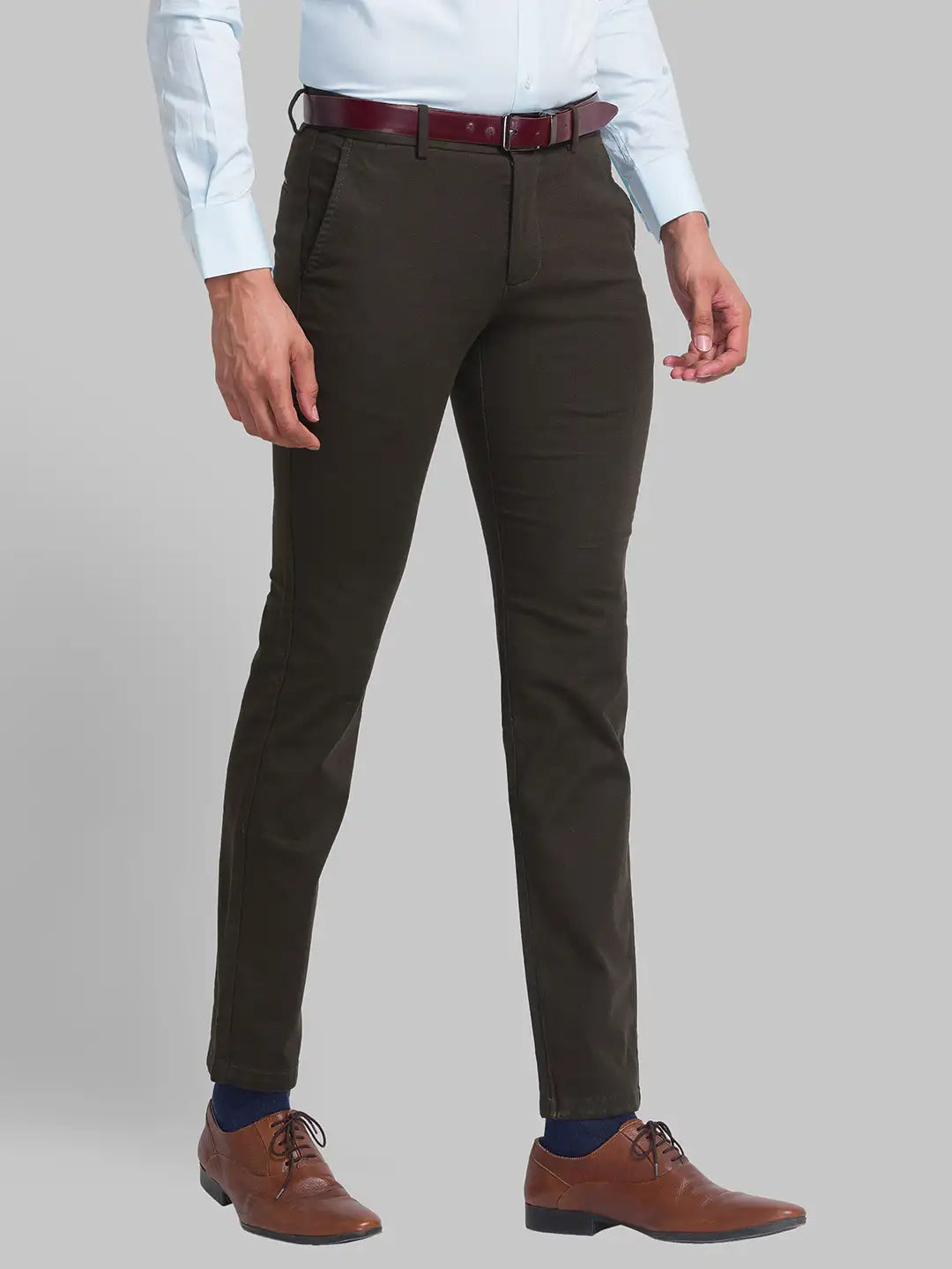 Men Regular Fit Blue Chinos & Trouser