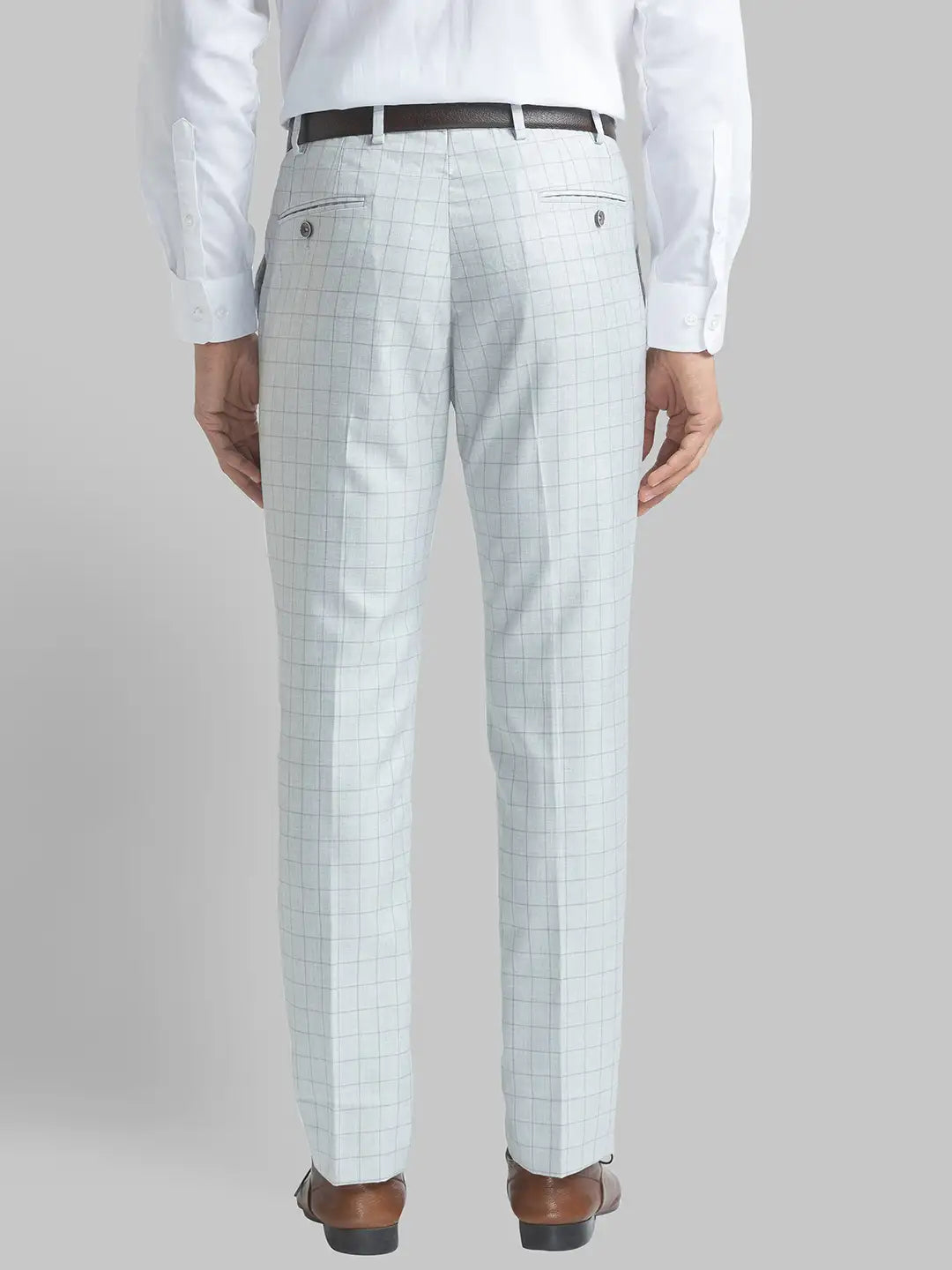 Men Fawn Super Slim Fit Checks Polyester Blend Trouser