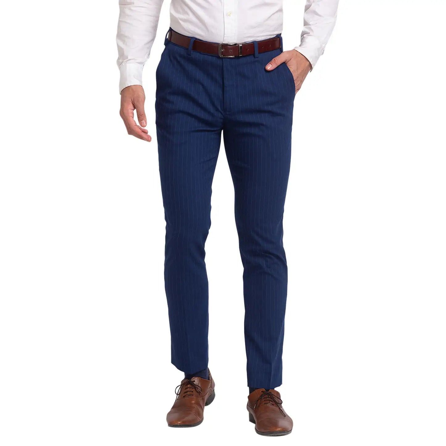 Men Super Slim Fit Blue Chinos & Trouser