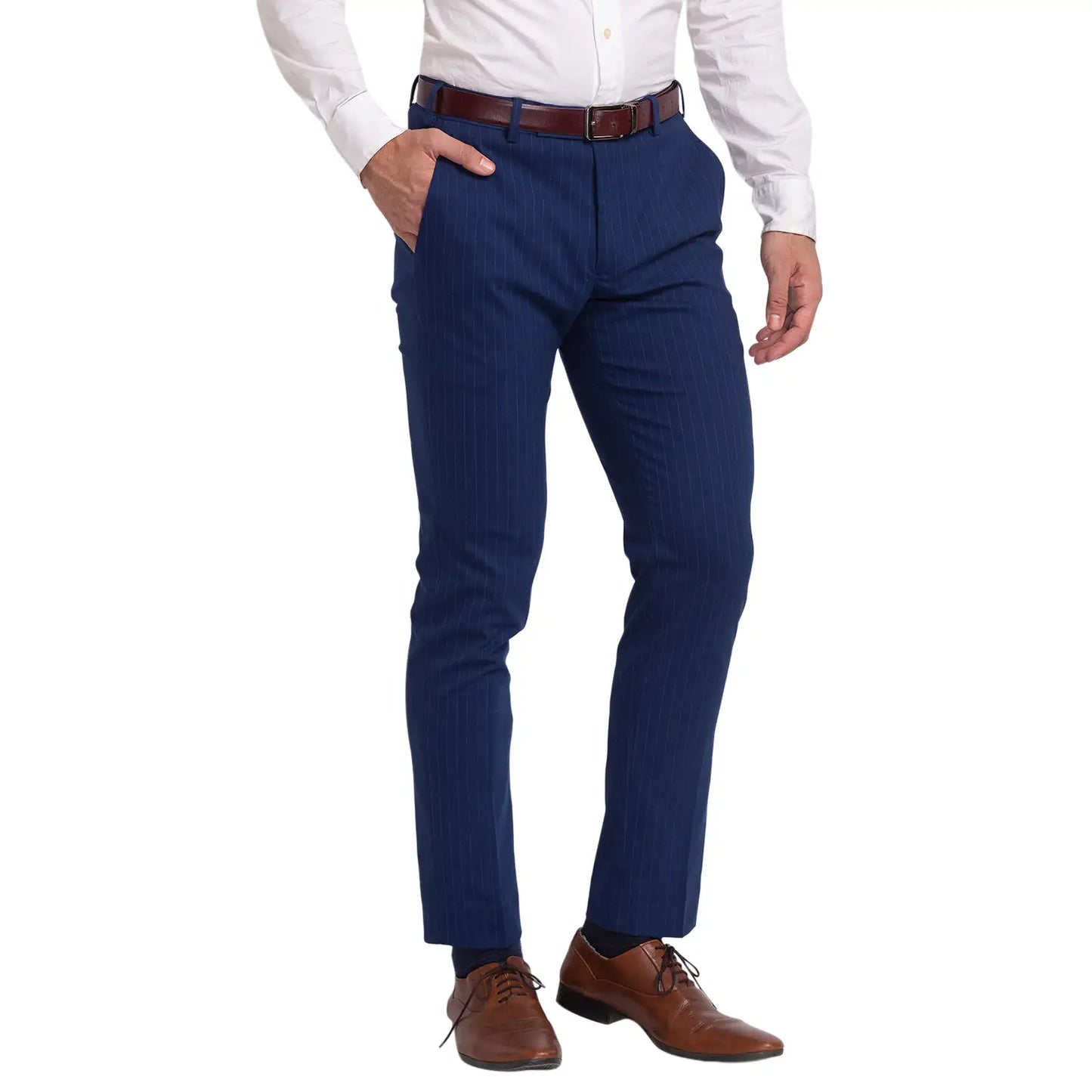 Men Super Slim Fit Blue Chinos & Trouser