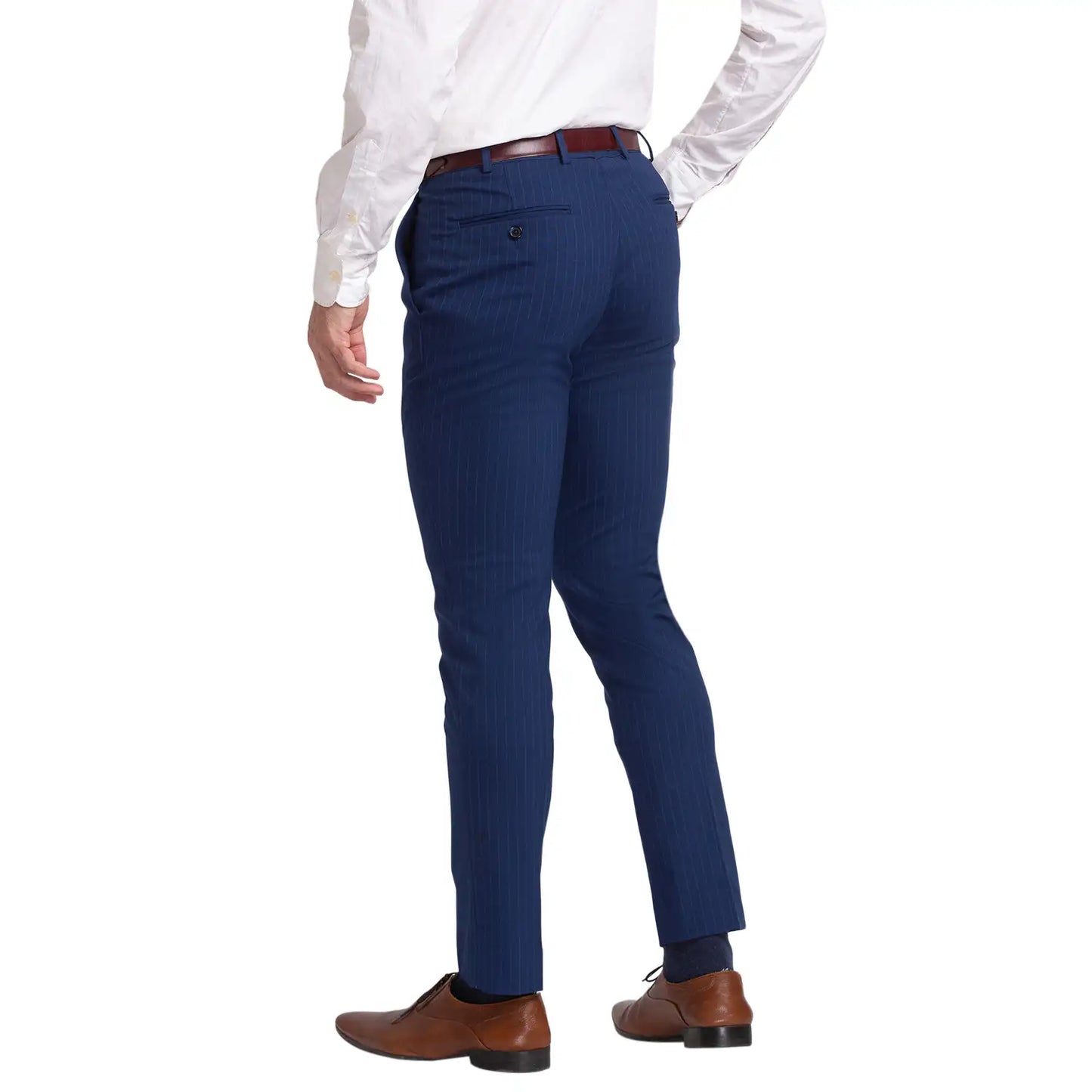 Men Super Slim Fit Blue Chinos & Trouser