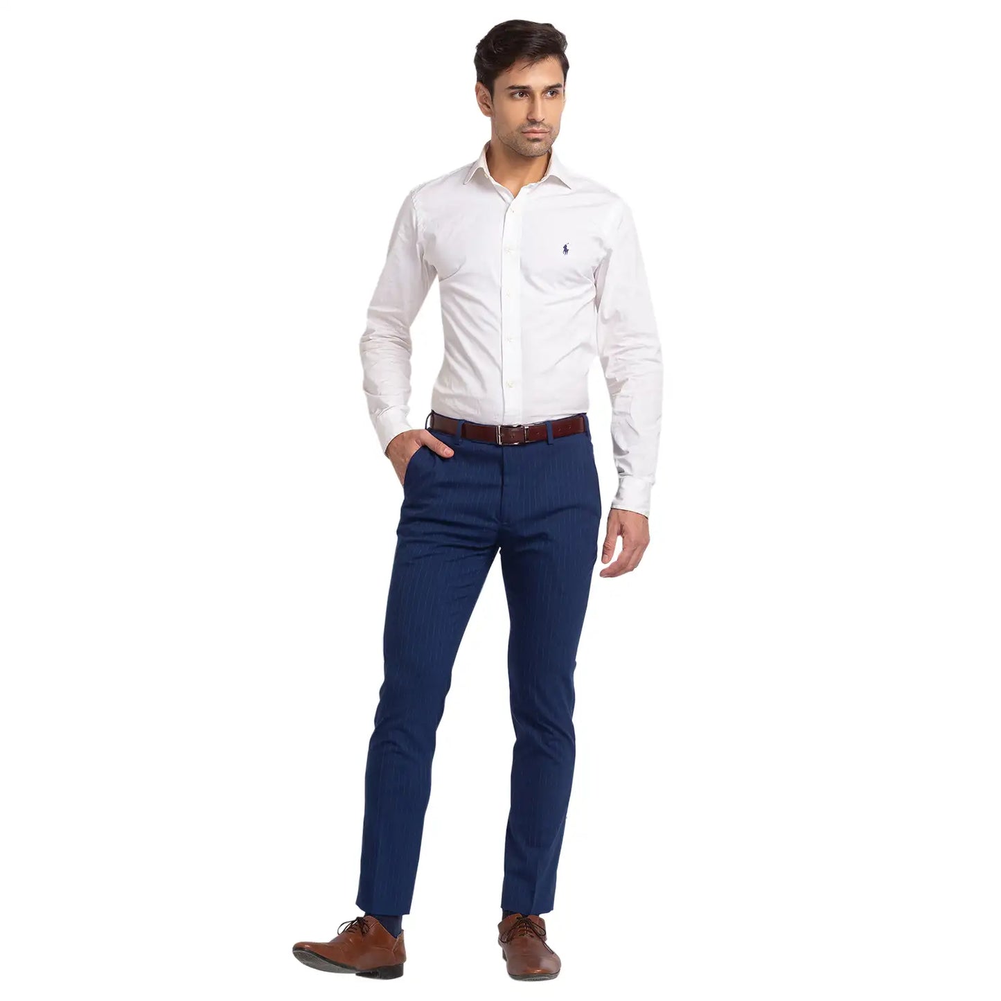 Men Super Slim Fit Blue Chinos & Trouser