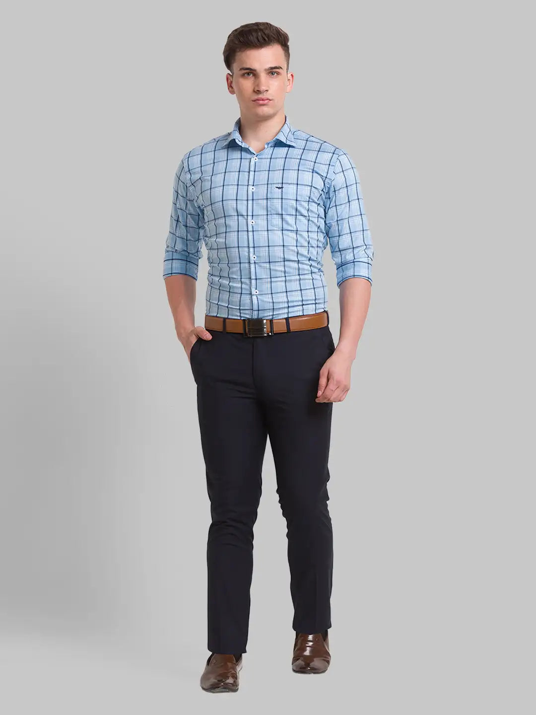 Men Super Slim Fit Blue Chinos & Trouser