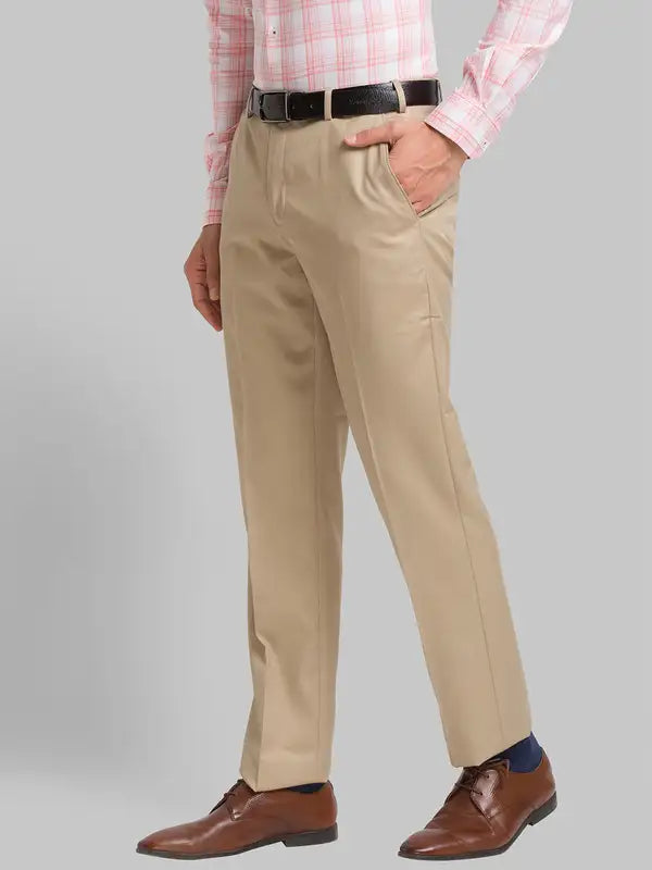 Men Slim Fit Light Grey Trouser