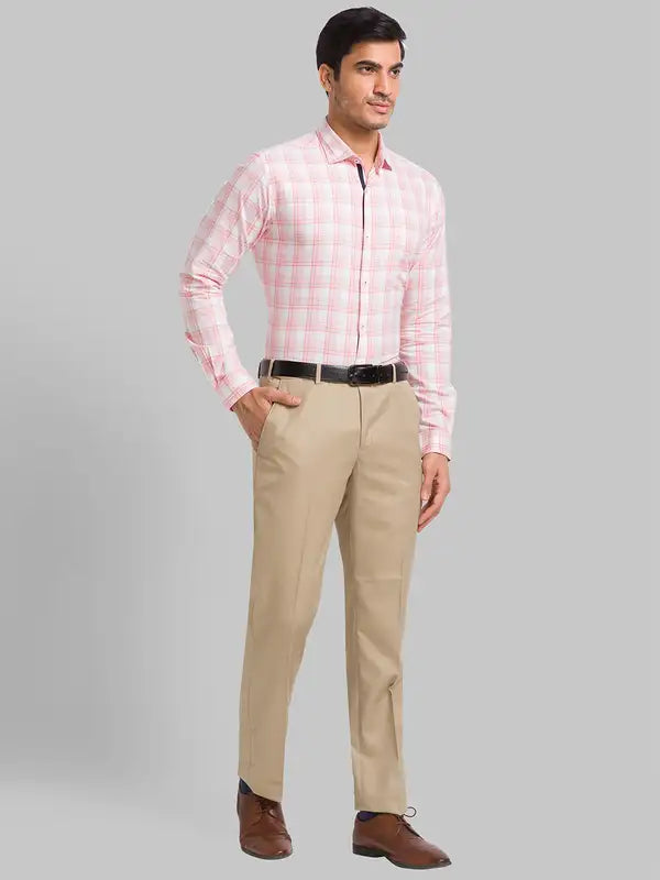 Men Slim Fit Light Grey Trouser